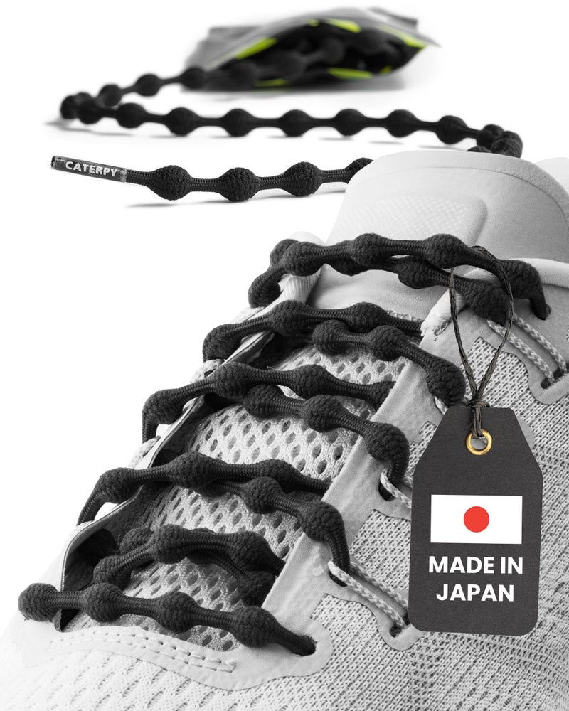 Caterpy RUN - Ultimate No Tie Shoelaces for Adults & Kids - Versatile & Easy-to-Use Shoe Laces - Jaguar Black, Small, Single Pack - Image 1